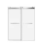 Elan 56 to 60 in. W x 76 in. H Sliding Frameless Soft-Close Shower Door with Premium 3/8 Inch (10mm) Thick Tampered Glass in Brushed Nickel 23D02-60BN