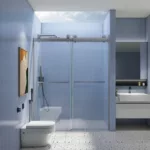 Elan 56 to 60 in. W x 76 in. H Sliding Frameless Soft-Close Shower Door with Premium 3/8 Inch (10mm) Thick Tampered Glass in Chrome  23D02-60C