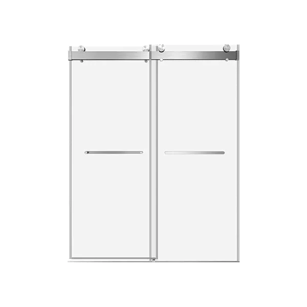 72 in. W x 76 in. H Sliding Frameless Shower Door with 3/8 in. (10 mm) Clear Glass in Brushed Nickel