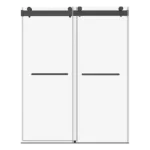 60 in. W x 76 in. H Sliding Frameless Shower Door in Matte Black with 3/8 in. (10 mm) Clear Glass