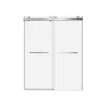 72 in. W x 76 in. H Brushed Nickel Sliding Frameless Shower Door with 3/8 in. (10 mm) Clear Glass