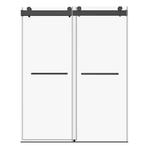 72 in. W x 76 in. H Matte Black Sliding Frameless Shower Door with 3/8 in. (10 mm) Clear Glass