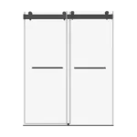 60 in. W x 76 in. H Double Sliding Frameless Shower Door in Matte Black
