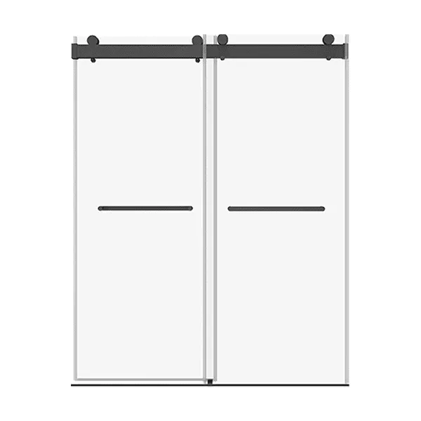 60 in. W x 76 in. H Double Sliding Frameless Shower Door in Matte Black