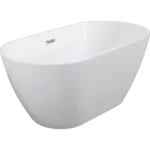 55 inch White Acrylic Freestanding Contemporary Soaking Bathtub in white color