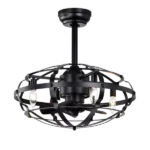 21 in. Indoor/Outdoor Matte Black Cage Ceiling Fan with Remote Included and AC Reversible Motor