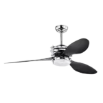 52'' ABS Blades Ceiling Fan with Lights and Remote (5 Speeds Adjustable) , DC Motor Modern Ceiling Fan with 3 ABS Fan Blades & 2 Down Rods, Indoor Ceiling Fan with Light for Home Use