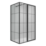 32" in W x 76" Aluminum Framed Square Hinged Shower Enclosure in Matte Black Color