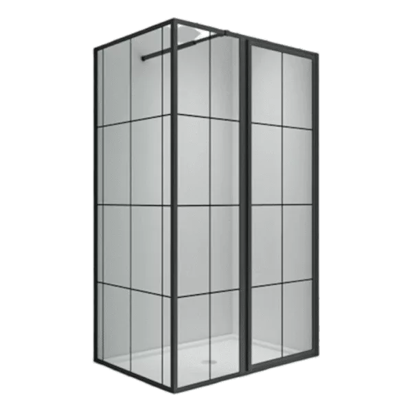 32" in W x 76" Aluminum Framed Square Hinged Shower Enclosure in Matte Black Color