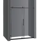 Frameless Sliding Glass Shower Doors 60" Width x 76"Height with 3/8"(10mm) Clear Tempered Glass, Matt Black Finish
