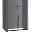 Frameless Sliding Glass Shower Doors 60" Width x 76"Height with 3/8"(10mm) Clear Tempered Glass, Matt Black Finish