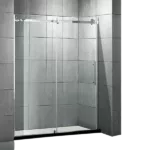 Frameless Sliding Glass Shower Doors 60" Width x 76"Height with 3/8"(10mm) Clear Tempered Glass, Matt Black Finish