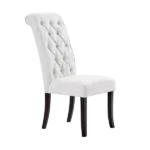 Modern Fabric Set of 2 Light Sky Dining Chairs with Wooden Legs And Frame