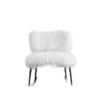 Plywood Frame Faux Fur White Rocking Chair of  Metal  Legs Ideal for Living Room & Bedroom