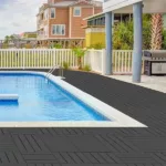 Patio Interlocking Deck Tiles, 12"x12" Square Composite Decking Tiles, Four Slat Plastic Outdoor Flooring Tile All Weather for Balcony Porch Backyard, (Dark Gray, Pack of 9)