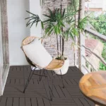 Patio Interlocking Deck Tiles, 12"x12" Square Composite Decking Tiles, Four Slat Plastic Outdoor Flooring Tile All Weather for Balcony Porch Backyard (Dark Brown, Pack of 9)