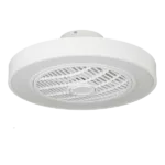 Modern 20 in. 1-Light Indoor White Enclosed Bladeless Ceiling Fan with Light and Remote Timing