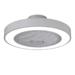 STANSS 20" Modern Bladeless Ceiling Fans with 3 Speeds Dimmable LED Lights and Remote Control Grey Low Profile Flush Mount Enclosed Ceiling Fan 6 Wind Speeds for Bedroom Kitchen Living Room