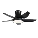 ALUOCYI 42''Low Profile Ceiling Fan with Lights Remote Control, Flush Mount Small Ceiling Fan with 5 blades, 3 Color Change, 6 Speeds for Modern Living Room, Bedroom, Indoor, Patios Outdoor, Black