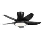 ALUOCYI 42''Low Profile Ceiling Fan with Lights Remote Control, Flush Mount Small Ceiling Fan with 5 blades, 3 Color Change, 6 Speeds for Modern Living Room, Bedroom, Indoor, Patios Outdoor, Black