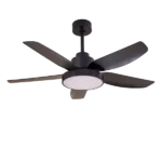 ALUOCYI 46 Inch Ceiling Fan with Light and Remote Control Black, Flush Mount Ceiling Fan with 3 Color Light, 5 Blades, 6 Speeds, Noiseless Reversible Motor for Bedroom, Living Room, Indoor or Outdoor