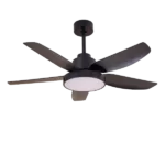 ALUOCYI 46 Inch Ceiling Fan with Light and Remote Control Black, Flush Mount Ceiling Fan with 3 Color Light, 5 Blades, 6 Speeds, Noiseless Reversible Motor for Bedroom, Living Room, Indoor or Outdoor