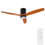 52 in. Indoor Brown Integrated LED Light Low Profile Solid Wood Ceiling Fan with Remote Control