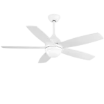 KAPOEFAN 52 Inch White Ceiling Fans with LED Lights Remote Control Modern White Ceiling Fan with Light for Bedroom Living room 3 LED Light Colors, 6 Wind Speed, Reversible Blades and Timer Fuction