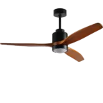 52 in. Remote LED Wood Ceiling Fan Dimmable Lamp with 6 Speeds, DC motor, Timing, 3 Reversible Blades