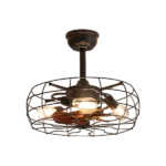 20 in. Indoor Black Retro Caged 4-Light Ceiling Fan with Remote Control