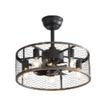 20 in. Indoor Black Caged Ceiling Fan with Lights Remote Control