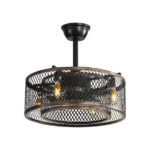 20 in. Indoor Black Retro Style Ceiling Fan with Remote Control