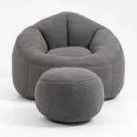 Modern Grey Microfiber Bean bag chair lazy High  Pressure Foam Filled with Footrest Ideal For  living room, bedroom