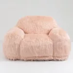 Modern Pink Faur Fux Bean bag chair lazy High-Density Foam Filled with Armrests Ideal For  living room, bedroom