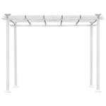 10 ft. Width x 10 ft. Length Iron Pergola Gazebo for Vines Pure Iron Chic Lid Cover Design Sleek Seams in White Color