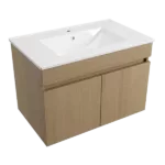 Solid Wood Wall Mounted 36”W  Bathroom Vanity with Two Soft Close Cabinet Doors and White Ceramic Sink