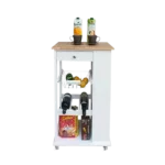 Kitchen Island & Kitchen Cart, Mobile Kitchen Island with Two Lockable Wheels, Rubber Wood Top, Black Color Design Makes It Perspective Impact During Party.
