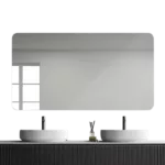 Rectangular Bathroom Vanity Mirror with Lights, Wall-Mounted Led Black Mirror for Bathroom Anti-Fog Waterproof