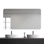 Rectangular Bathroom Vanity Mirror with Lights, Wall-Mounted Led Black Mirror for Bathroom Anti-Fog Waterproof