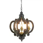 6-Light Farmhouse Wood Chandelier with Adjustable Chain for Indoor