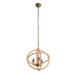 3- Light Farmhouse Chandelier, Rope Chandelier Globe Hanging Light Fixture with with Adjustable Chain for Kitchen Dining Room Foyer Entryway, Bulb Not Included for Indoor