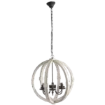 6 - Light Wood Chandelier, Hanging Light Fixture with Adjustable Chain for Kitchen Dining Room Foyer Entryway, Bulb Not Included for Indoor