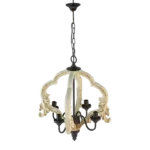 4 - Light Wood Chandelier, Hanging Light Fixture with Adjustable Chain for Kitchen Dining Room Foyer Entryway, Bulb Not Included for Indoor