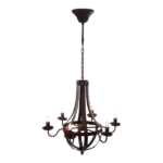 6 - Light Metal Chandelier, Hanging Light Fixture with Adjustable Chain for Kitchen Dining Room Foyer Entryway, Bulb Not Included for Indoor