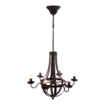 6 - Light Metal Chandelier, Hanging Light Fixture with Adjustable Chain for Kitchen Dining Room Foyer Entryway, Bulb Not Included for Indoor