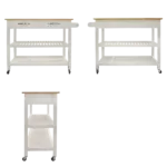 Kitchen Island & Kitchen Cart, Rubber Wood Top, Mobile Kitchen Island with Two Lockable Wheels, Simple Design for Easy Storing and Fetching, Two Drawers Give Unique Storage for Special Utensil.