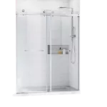 Frameless Glass Shower Doors 56-60 in.W x 76 in. H,Chrome Bypass Shower Enclosure 3/8(10mm) Thick Clear Tempered Glass,Heavy Duty Stainless Steel Hardwares