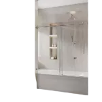 Brushed Nickel Glass Bathtub Doors 56-60 in. W x 62 in., Frameless Adjustable Sliding Tub Doors,Certified Thick Clear Clear Tempered Glass,304 Stainless Steel Hardware, Brushed Nickel