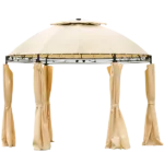 Outdoor Canopies & Gazebos Fabric Round Soft Top fabric with Removable Curtains in Khaki Color