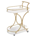 2-Tier Bar Cart, Mobile Bar Serving Cart, Industrial Style Wine Cart for Kitchen, Beverage Cart with Wine Rack and Glass Holder, Rolling Drink Trolley for Living Room